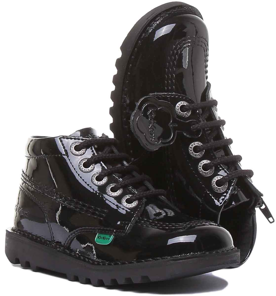 Kickers Kick Hi Zip In Black Patent in Infants UK Size 5 - 12 - Image 5