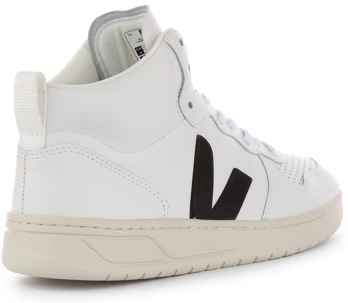 Veja V-15 Leather In White Black For Men - Image 3