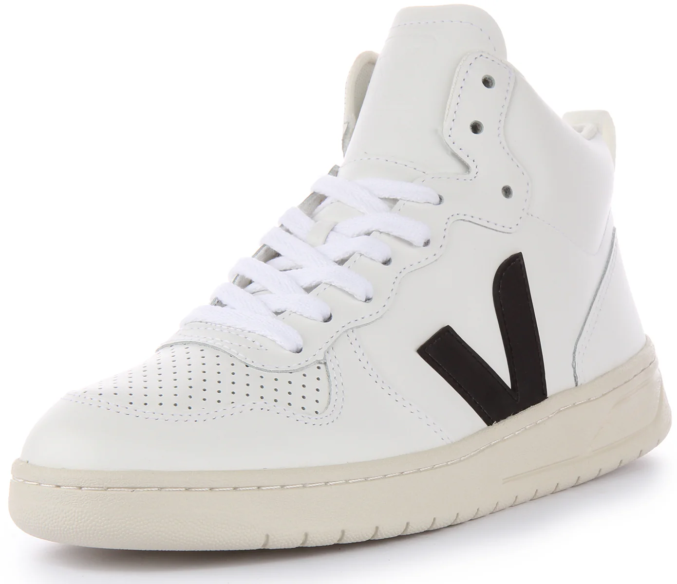Veja V-15 Leather In White Black For Men - Image 6